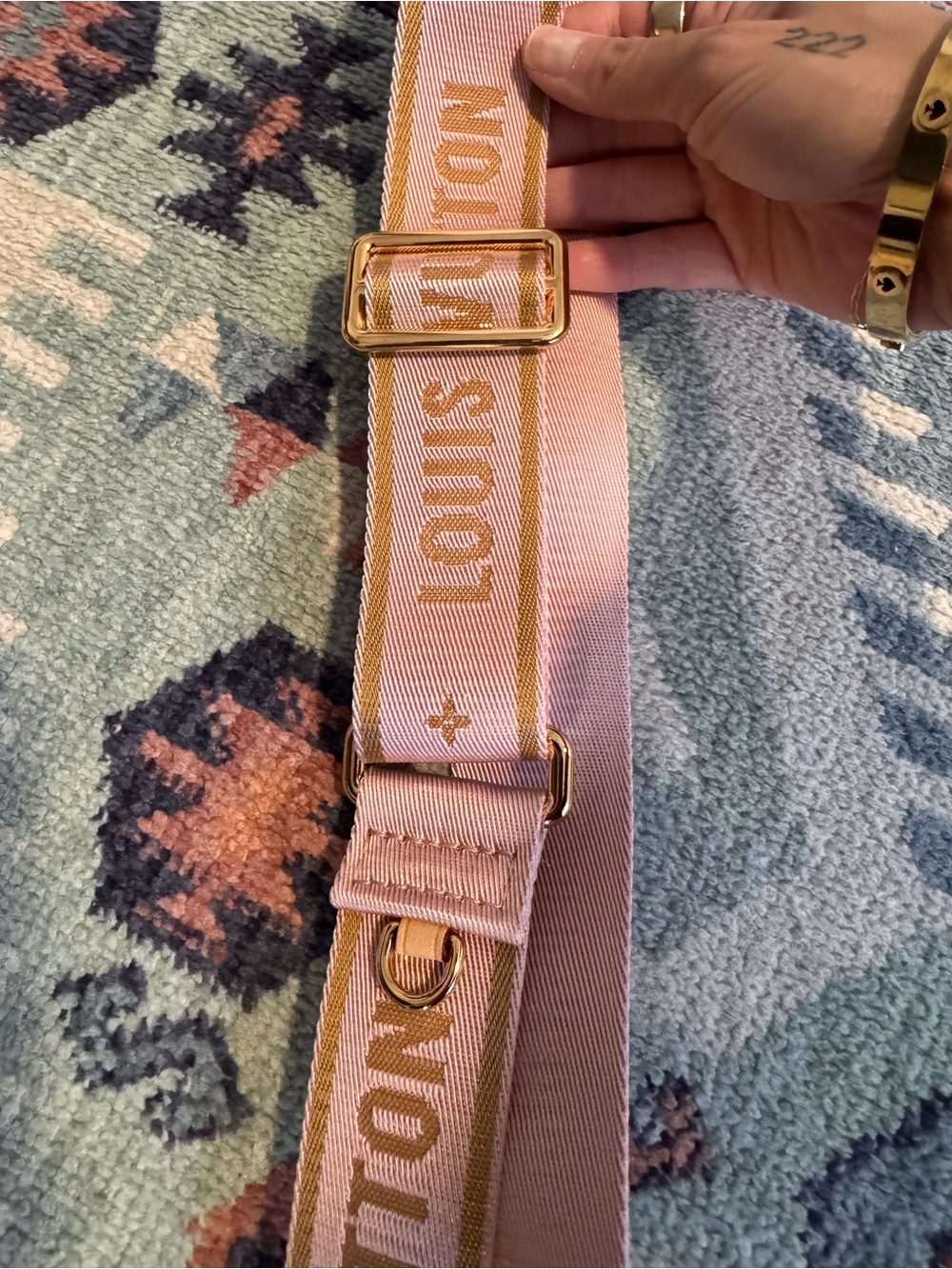 Louis Vuitton Brown Monogram Crossbody with Pink Branded Strap - Picture 5 of 9